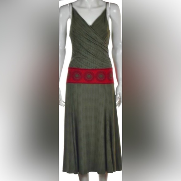 BCBGMaxAzria Sleeveless Strappy Jersey Midi Dress Drapey Bodice Ruched Waist ZP1 - Picture 5 of 7